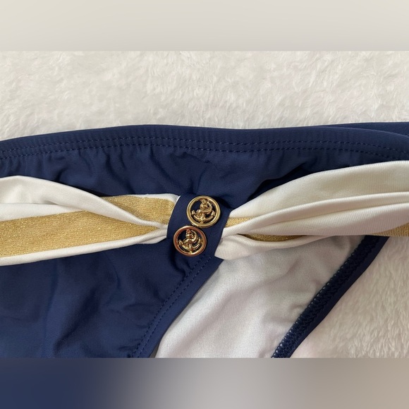 Tommy Hilfiger Navy and Cream Bikini Bottom - Picture 2 of 8